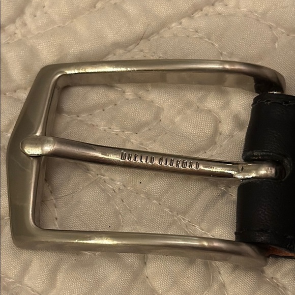 Martin Dingman Dark Leather Belt with Silver Buckle - Picture 3 of 8